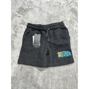 New QUIKSILVER Fleece Shorts Boys Size 2 Charcoal Gray Drawstring Pockets NWT